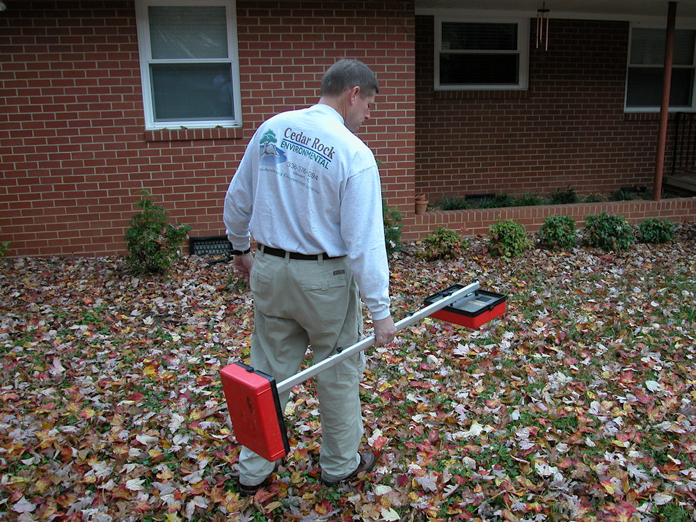 Metal detector being used during a site inspection.